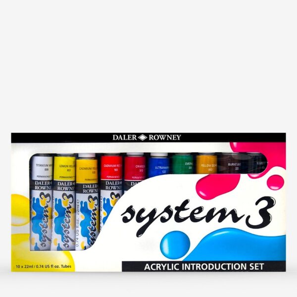 Daler Rowney : System 3 Acrylic Paint : Introduction Set : 22ml : Set Of 10