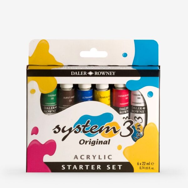 Daler Rowney : System 3 Acrylic Paint : Starter Set : 22ml : Set Of 6